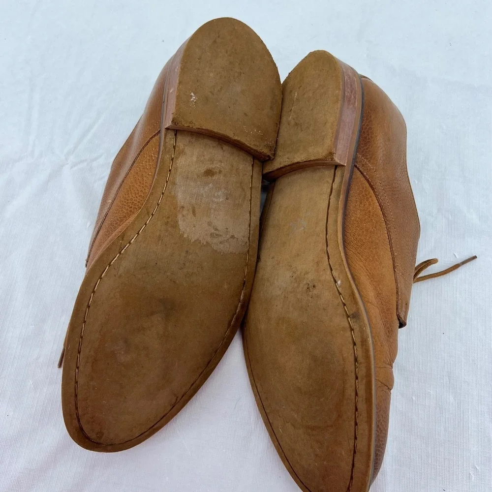 Cole Haan Williams Derby‎ Shoes Mens 9.5 M Tan Pebbled Leather Plain Toe C11332